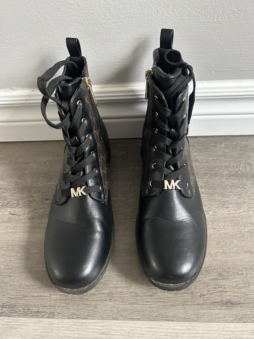 Michael Kors Monogram Lace-Up Ankle Boots