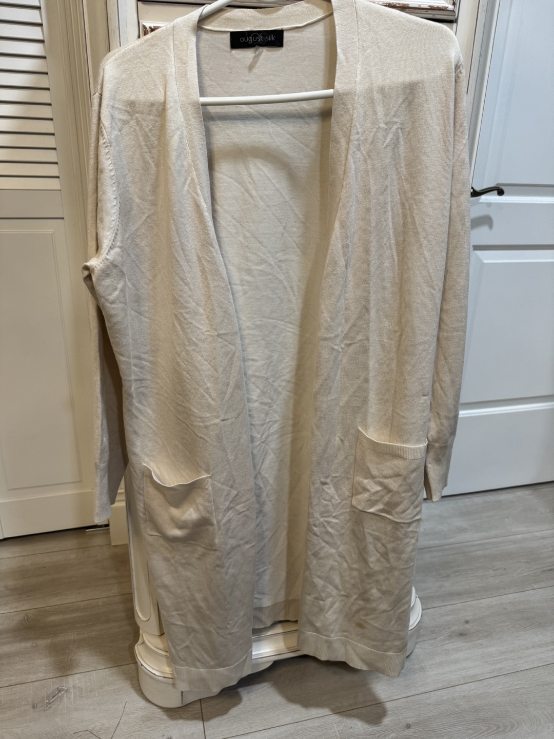 August Silk Long Cardigan - Beige - photo 2