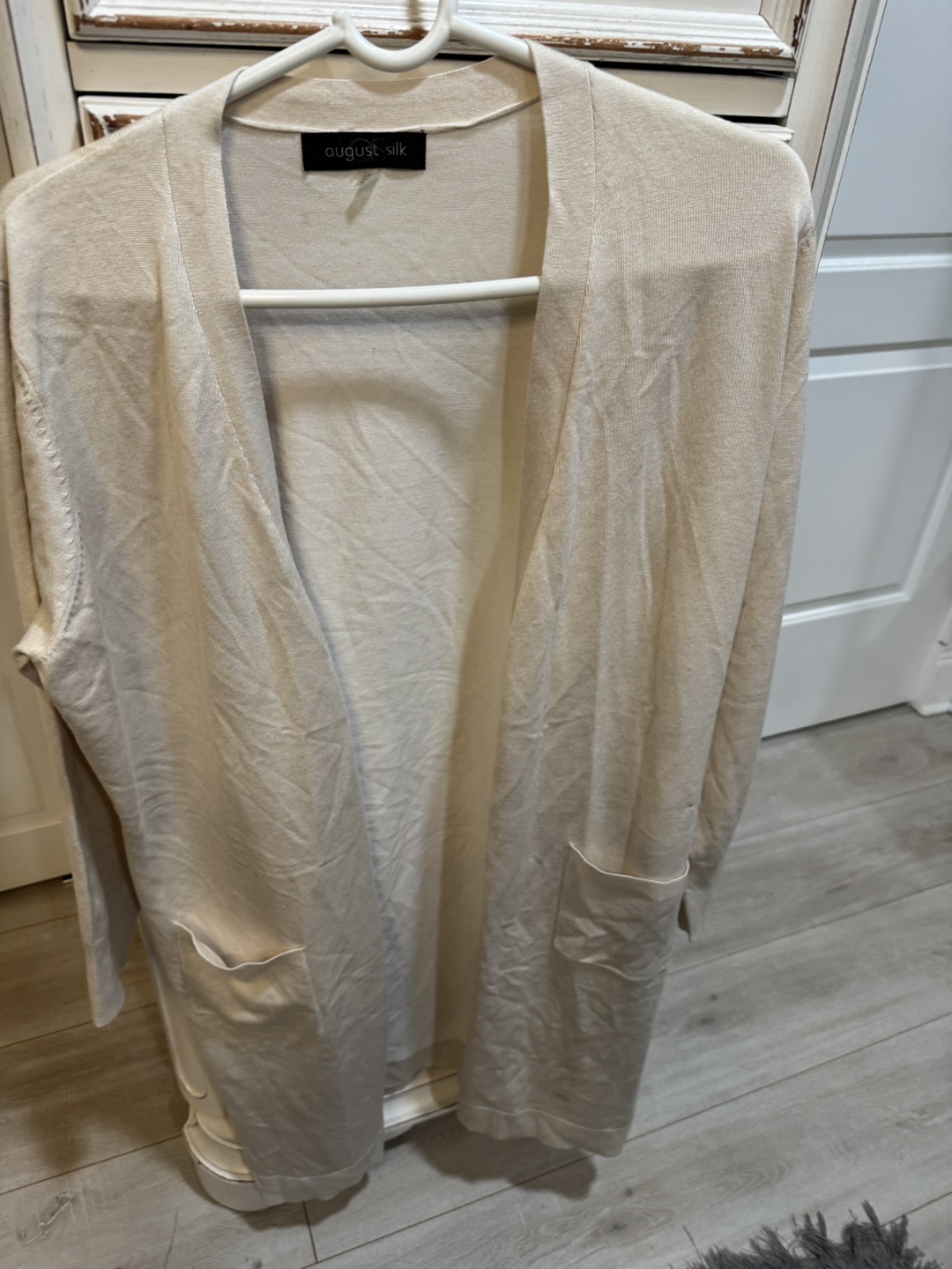 August Silk Long Cardigan - Beige - photo 3