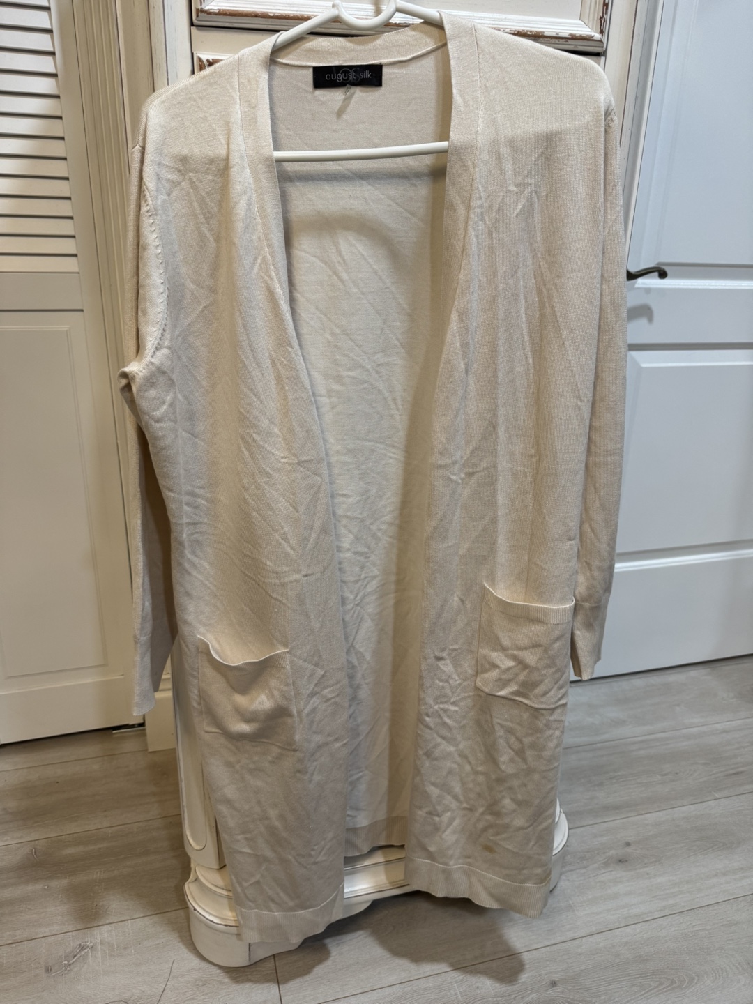August Silk Long Cardigan - Beige