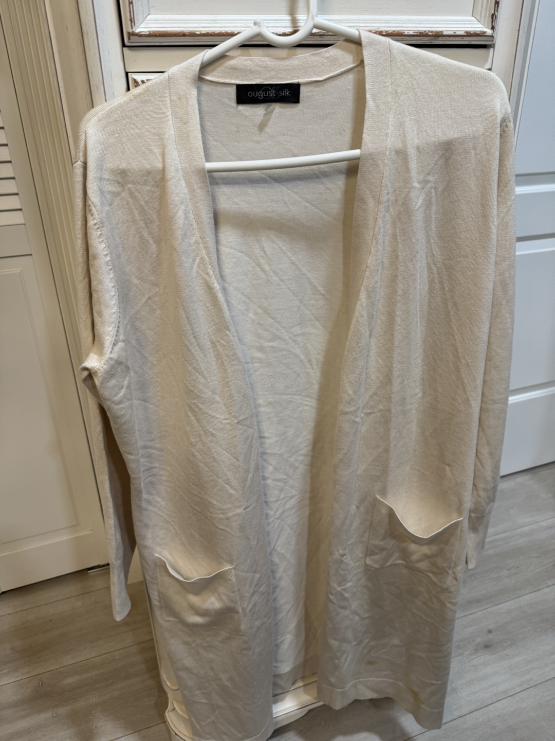 August Silk Long Cardigan - Beige - photo 5