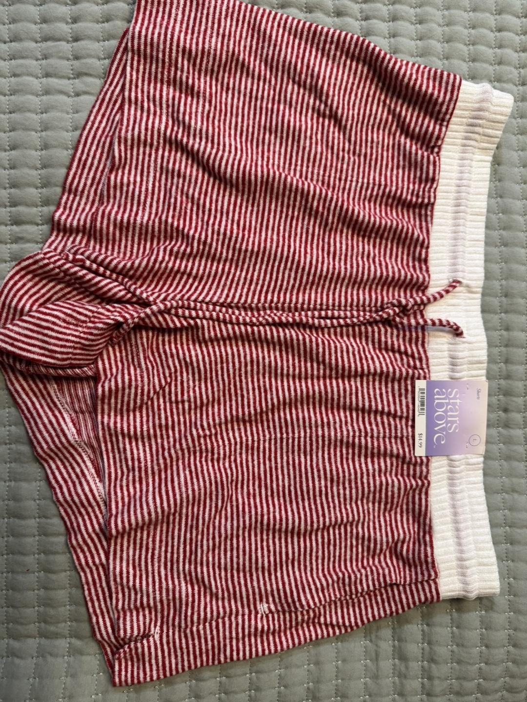 Stars Above Women's Red & White Striped Knit Shorts Size L - photo 3