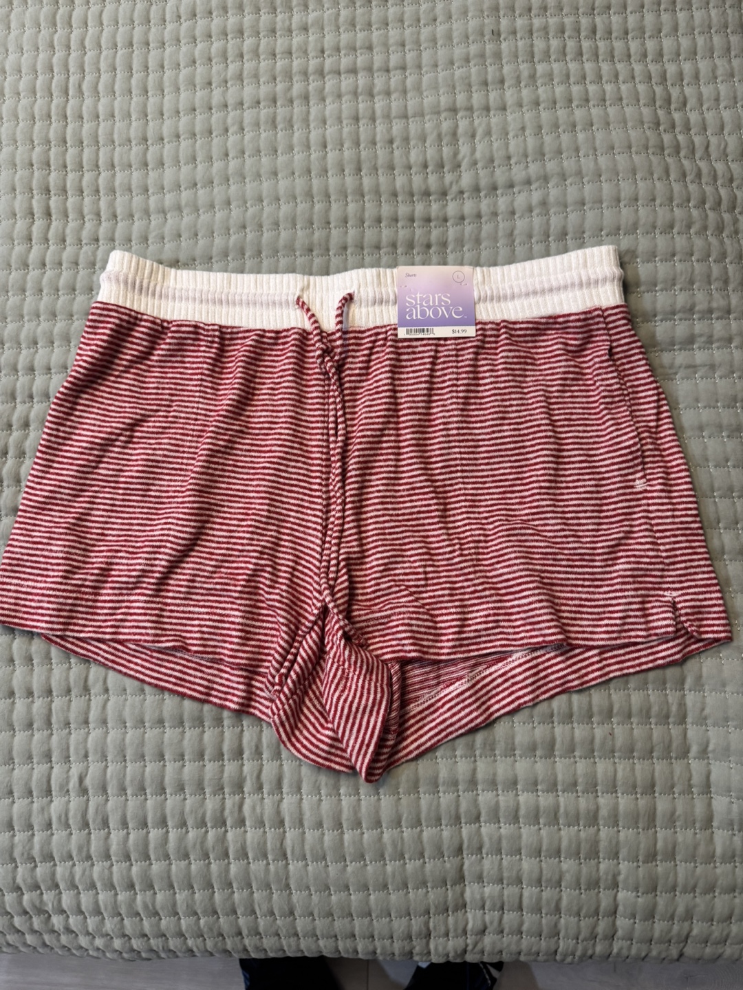 Stars Above Women's Red & White Striped Knit Shorts Size L - photo 2
