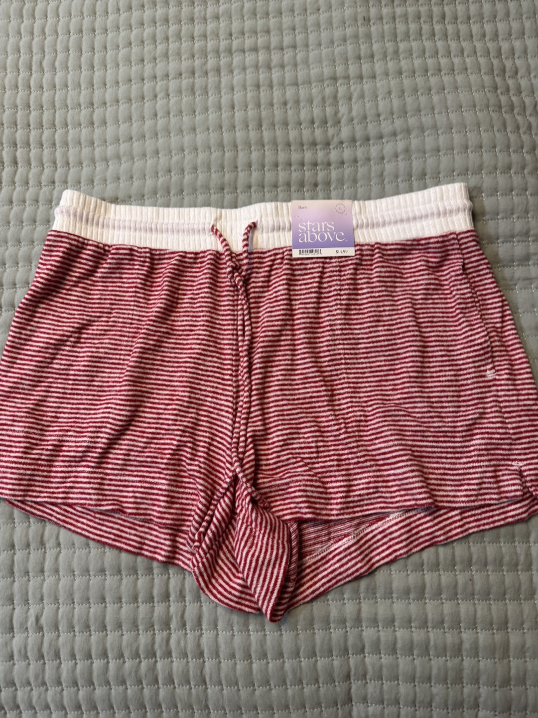 Stars Above Women's Red & White Striped Knit Shorts Size L