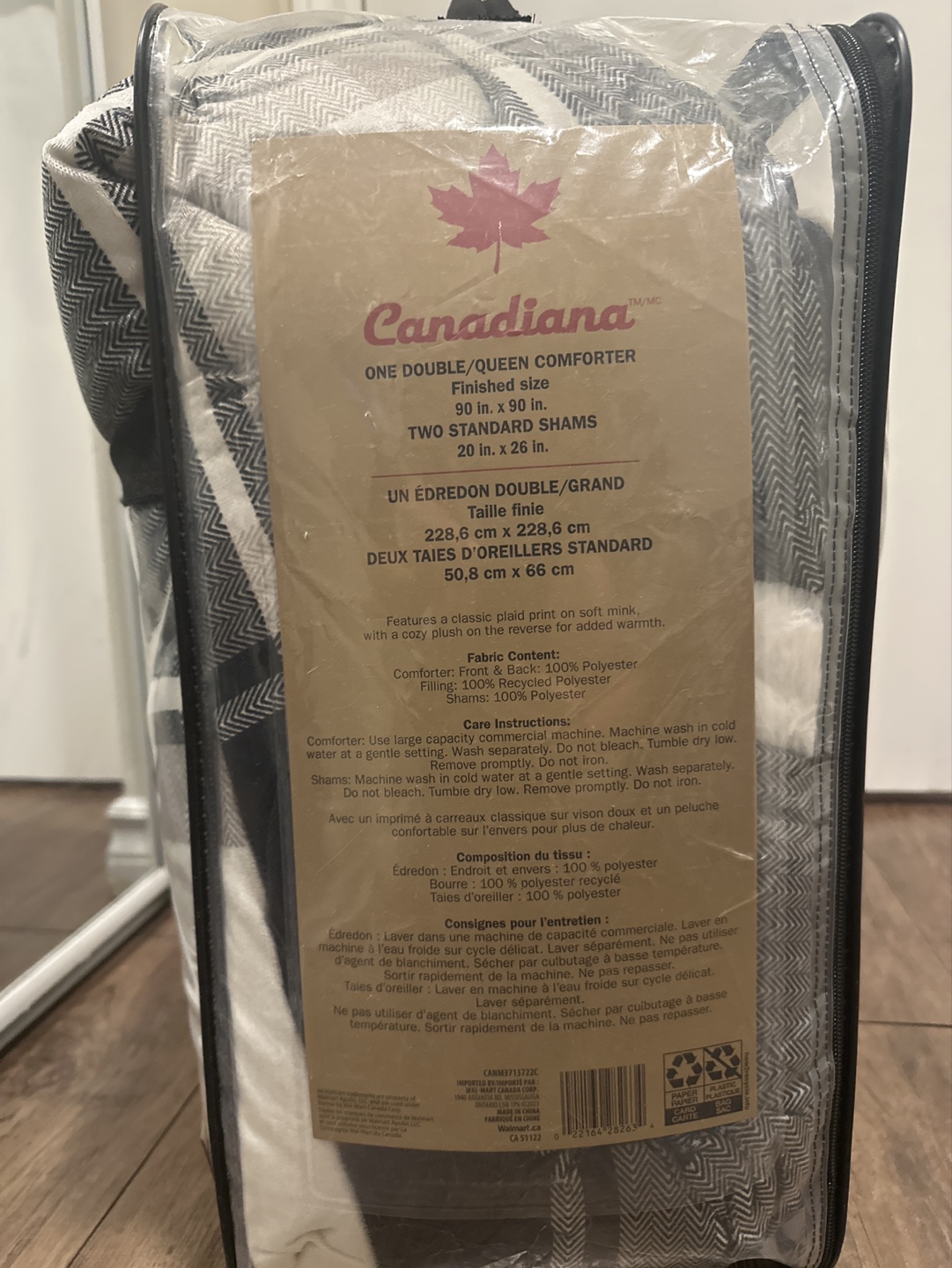 Canadiana Double/Queen Comforter Set - Grey & White Plaid - photo 2