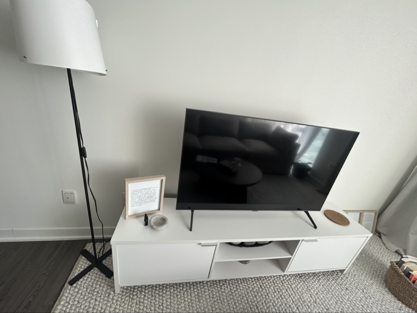 White TV Stand with Storage - photo 2