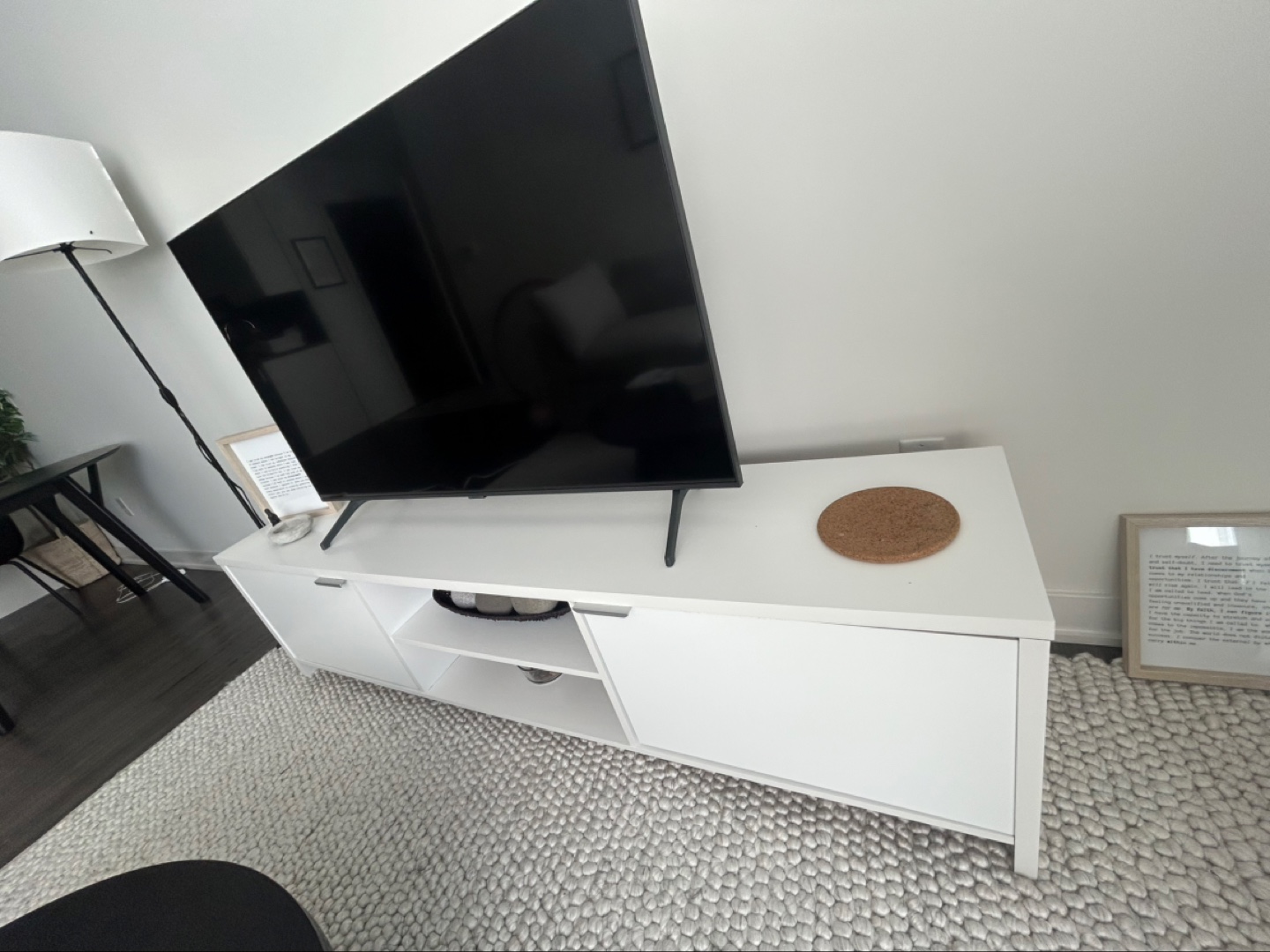 White TV Stand with Storage