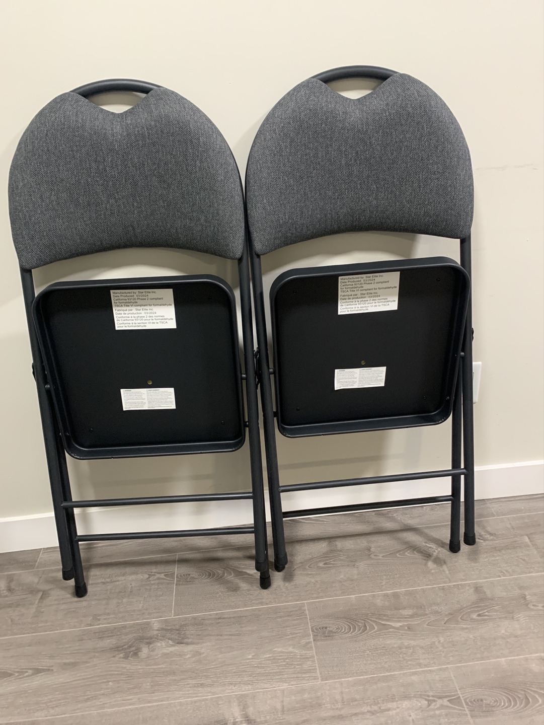 Pair of Grey Fabric Folding Chairs - photo 2