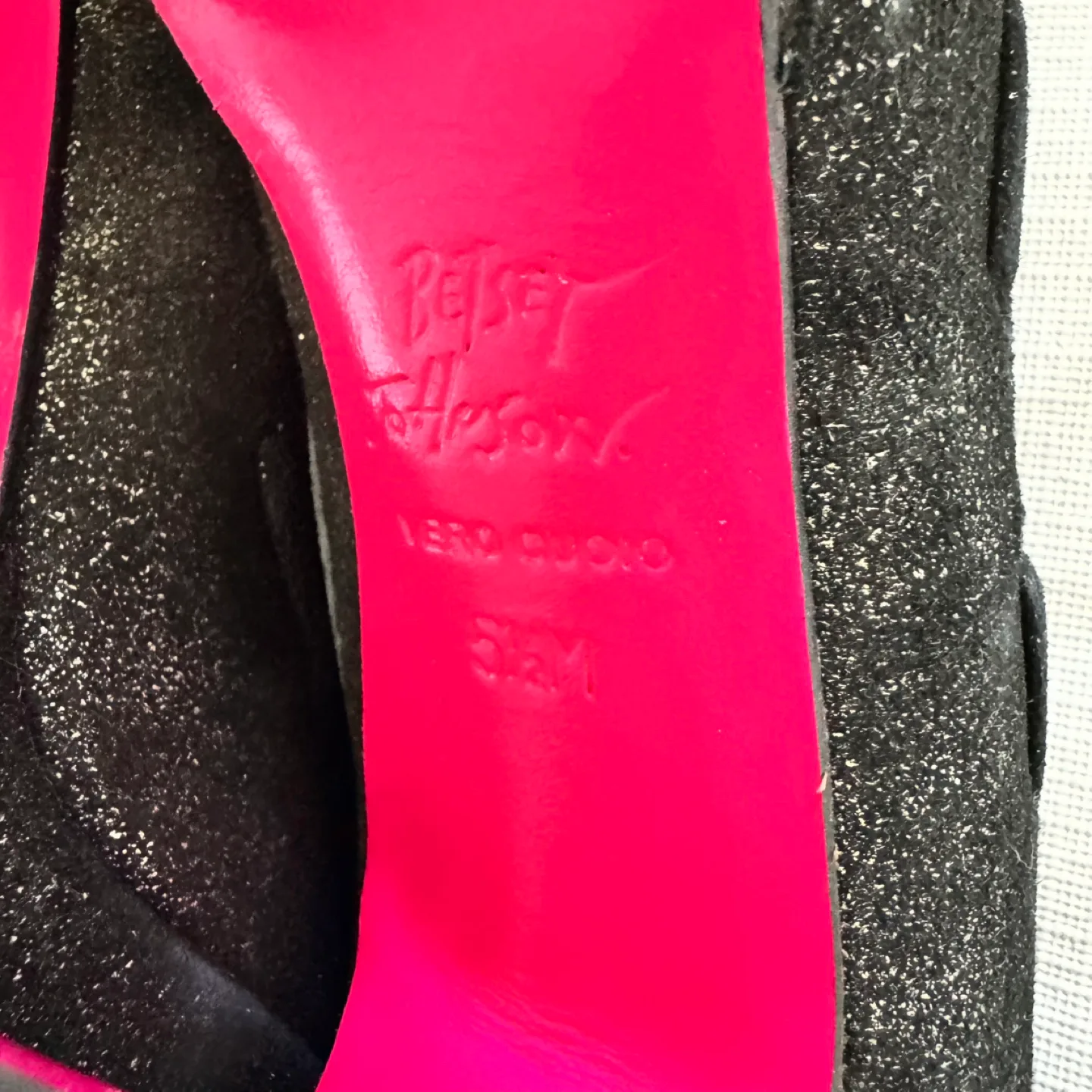 Betsey Johnson Black Glitter Peep-Toe Heels image indicator(5)