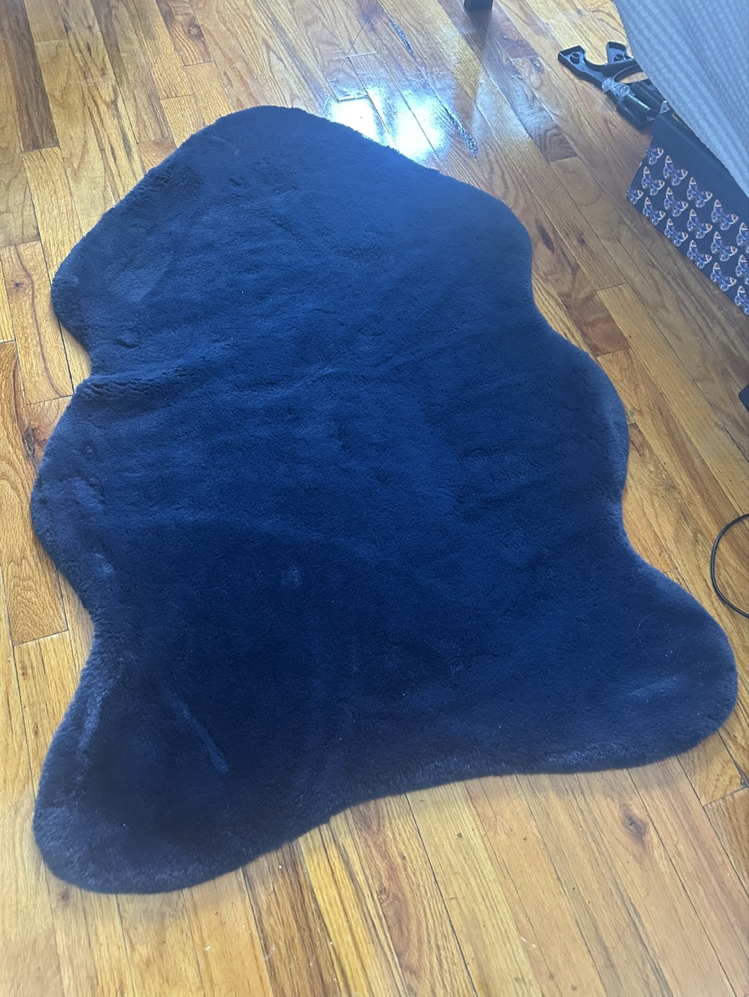 Soft Navy Blue Rug - Faux Rabbit Fur