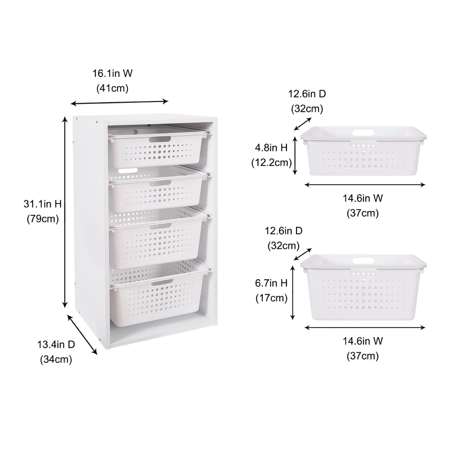 White Sliding Bin Organizer with 4 Storage Bins (2) - photo 4