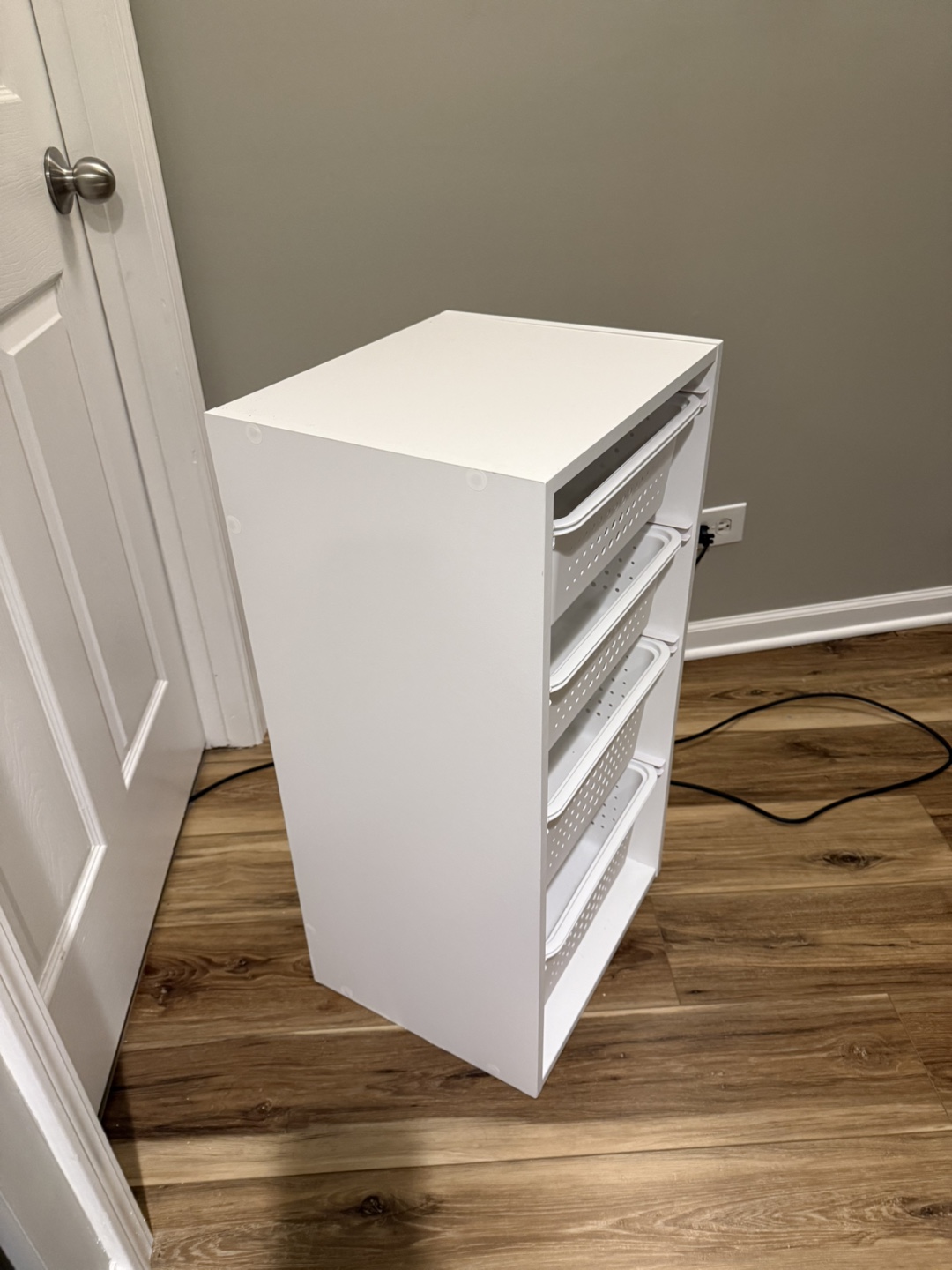 White Sliding Bin Organizer with 4 Storage Bins (2) - photo 3