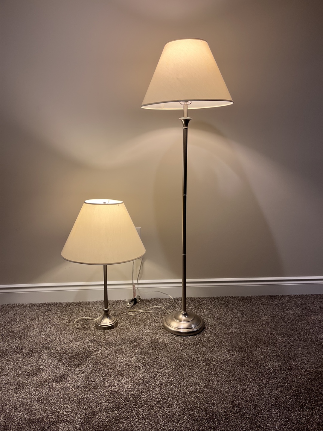Pair of Modern Lamps - Floor & Table Lamp Set