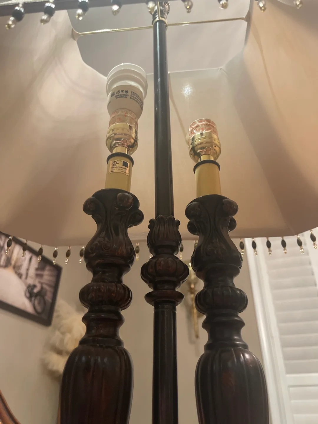 Elegant Double Lamp with Beaded Shade image indicator(3)