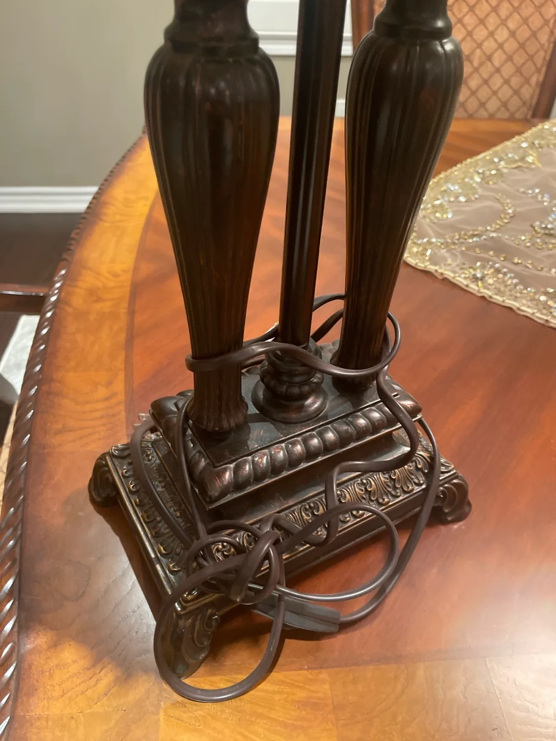 Elegant Double Lamp with Beaded Shade image indicator(2)