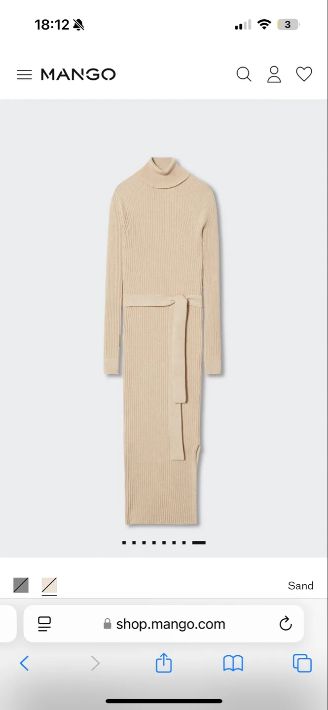 MANGO Ribbed Knit Turtleneck Midi Dress thumbnail
