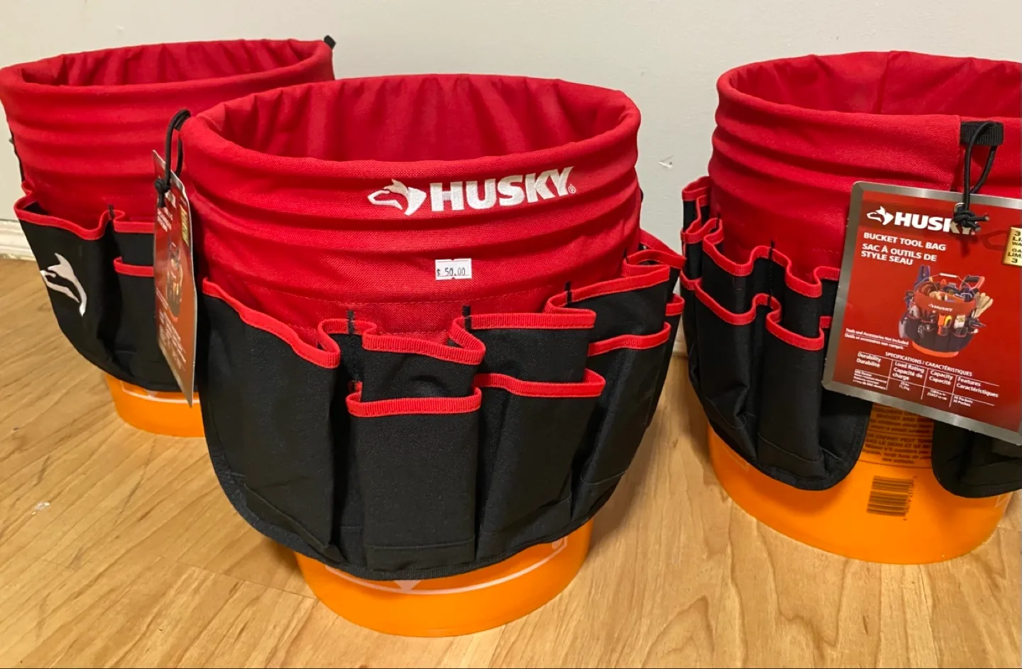 Three Husky Bucket Tool Bags
