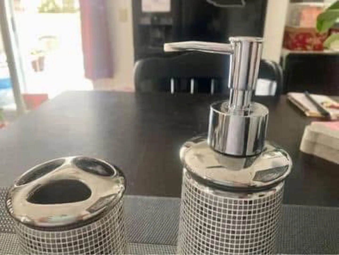 Modern Bathroom Accessory Set - Soap Dispenser & Tumbler image indicator(2)