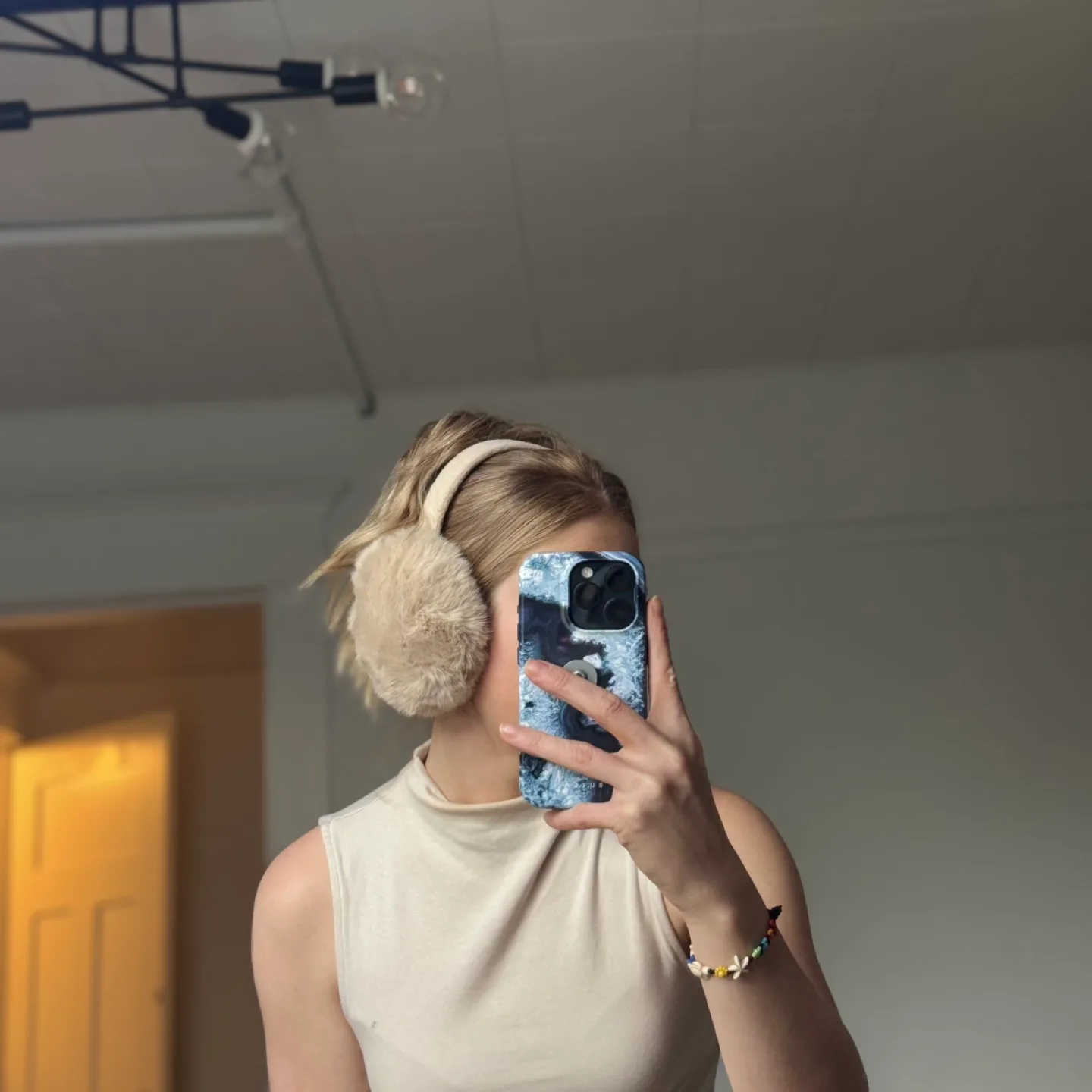 Beige Faux Fur Earmuffs thumbnail