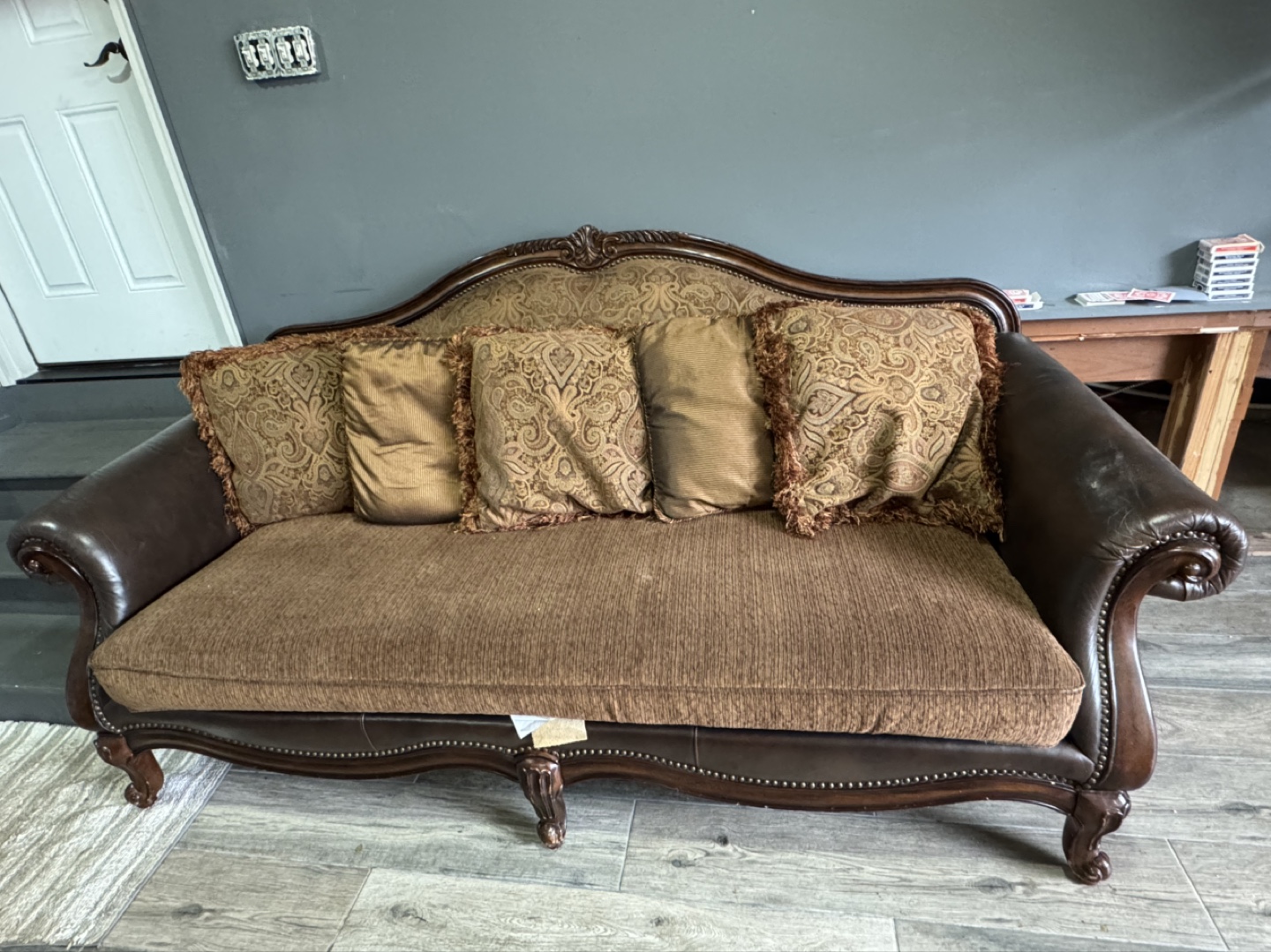 Brown Leatherette Loveseat and Matching Chair - photo 2