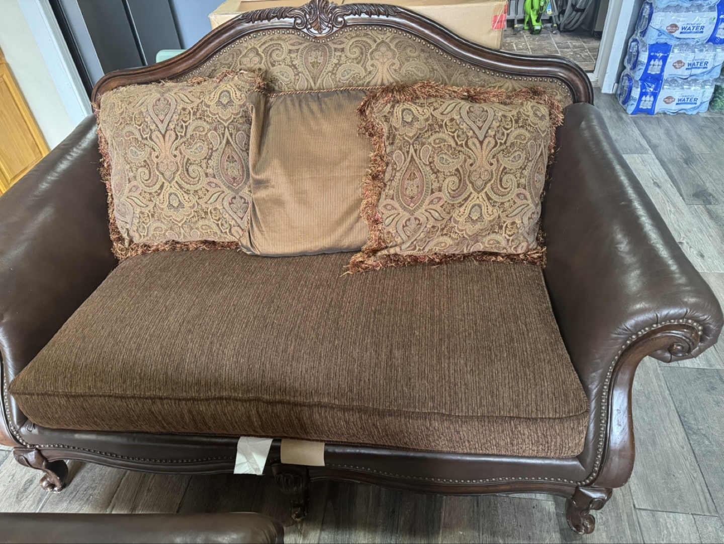 Brown Leatherette Loveseat and Matching Chair - photo 4