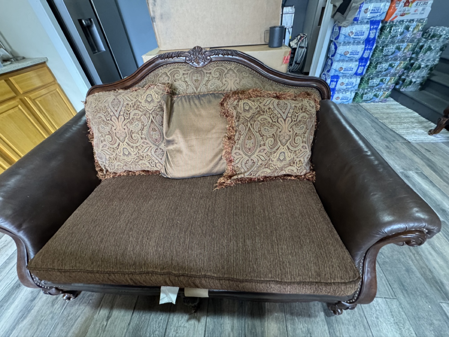 Brown Leatherette Loveseat and Matching Chair - photo 3