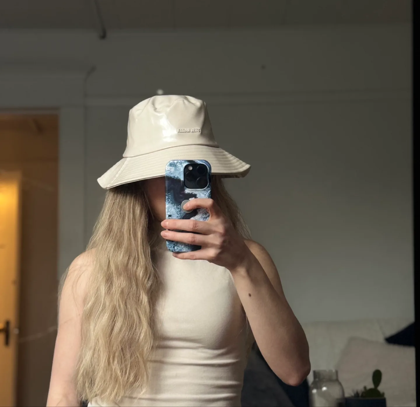 Steve Madden Patent Bucket Hat - Beige thumbnail