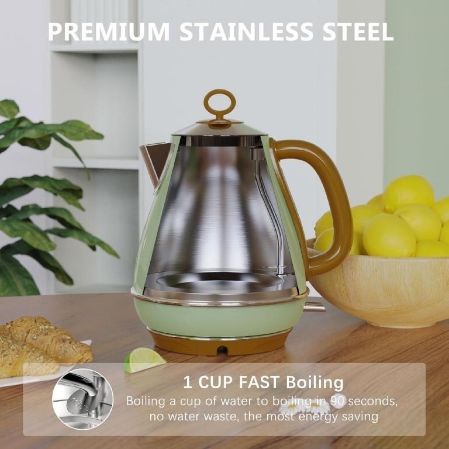 Evoloop Retro Electric Kettle - Mint Green - photo 3