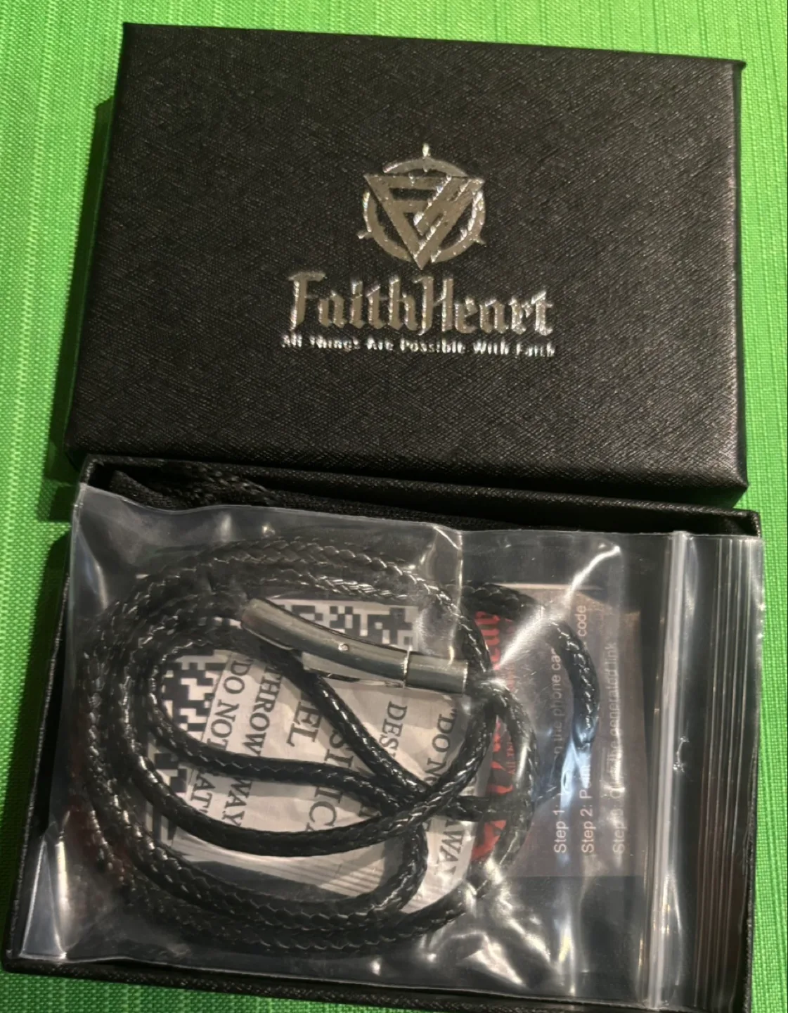 FaithHeart Black Leather Necklace thumbnail
