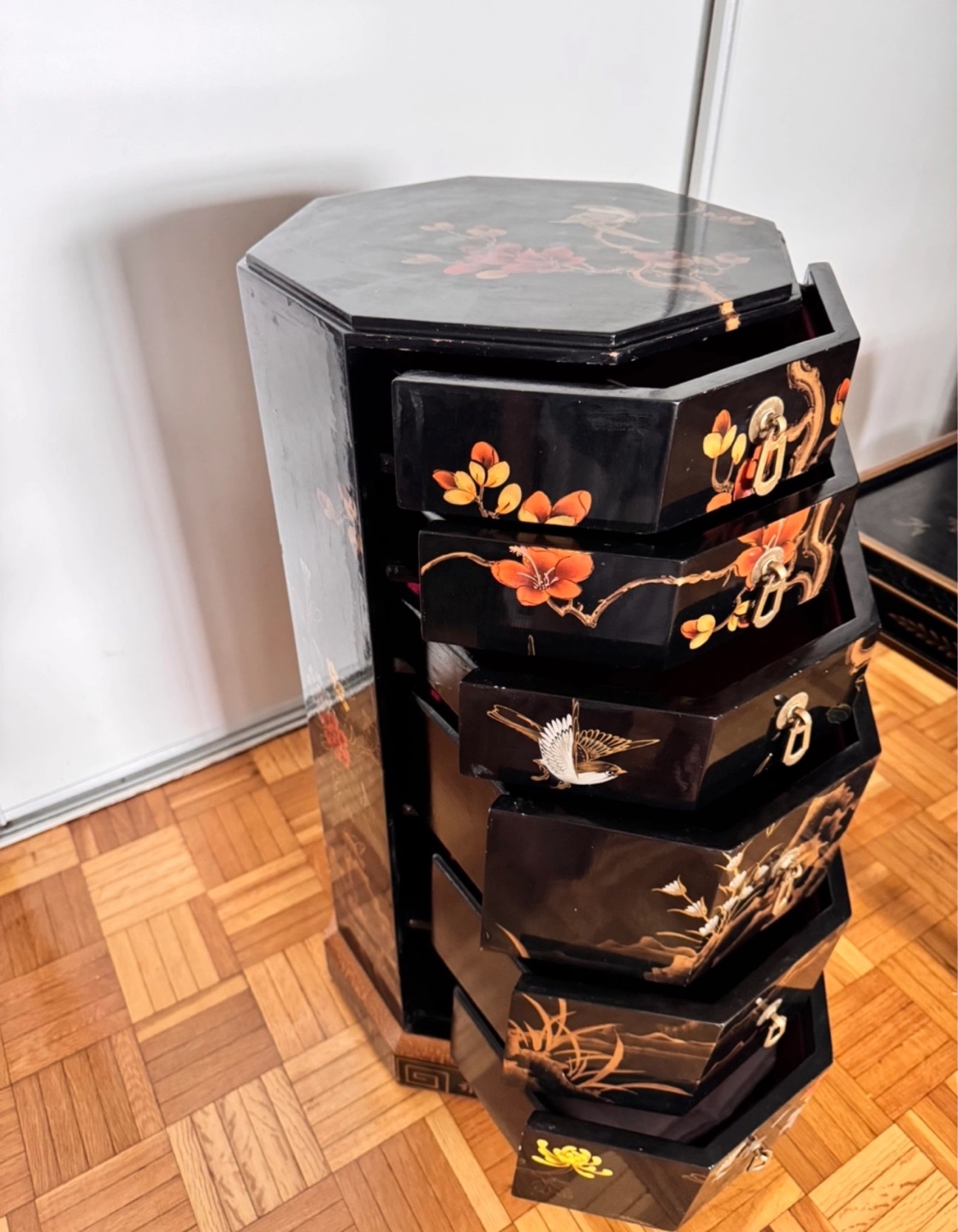 Vintage Asian-style Nesting Tables & Decorative Wall Art - photo 4
