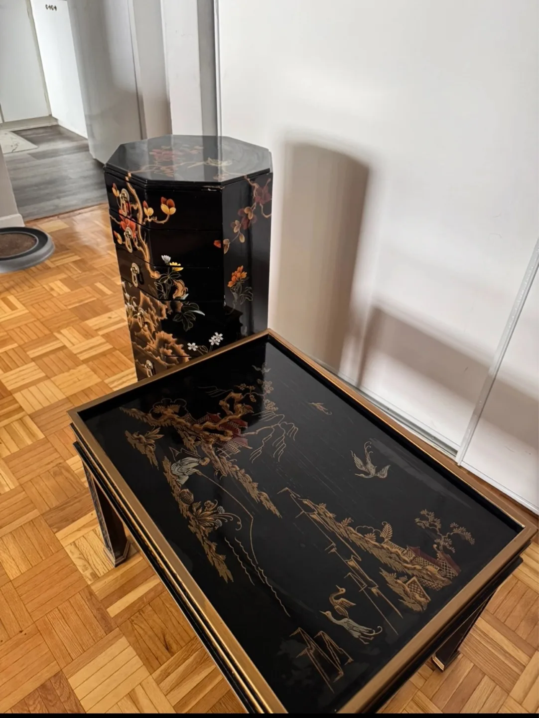 Vintage Asian-style Nesting Tables & Decorative Wall Art thumbnail
