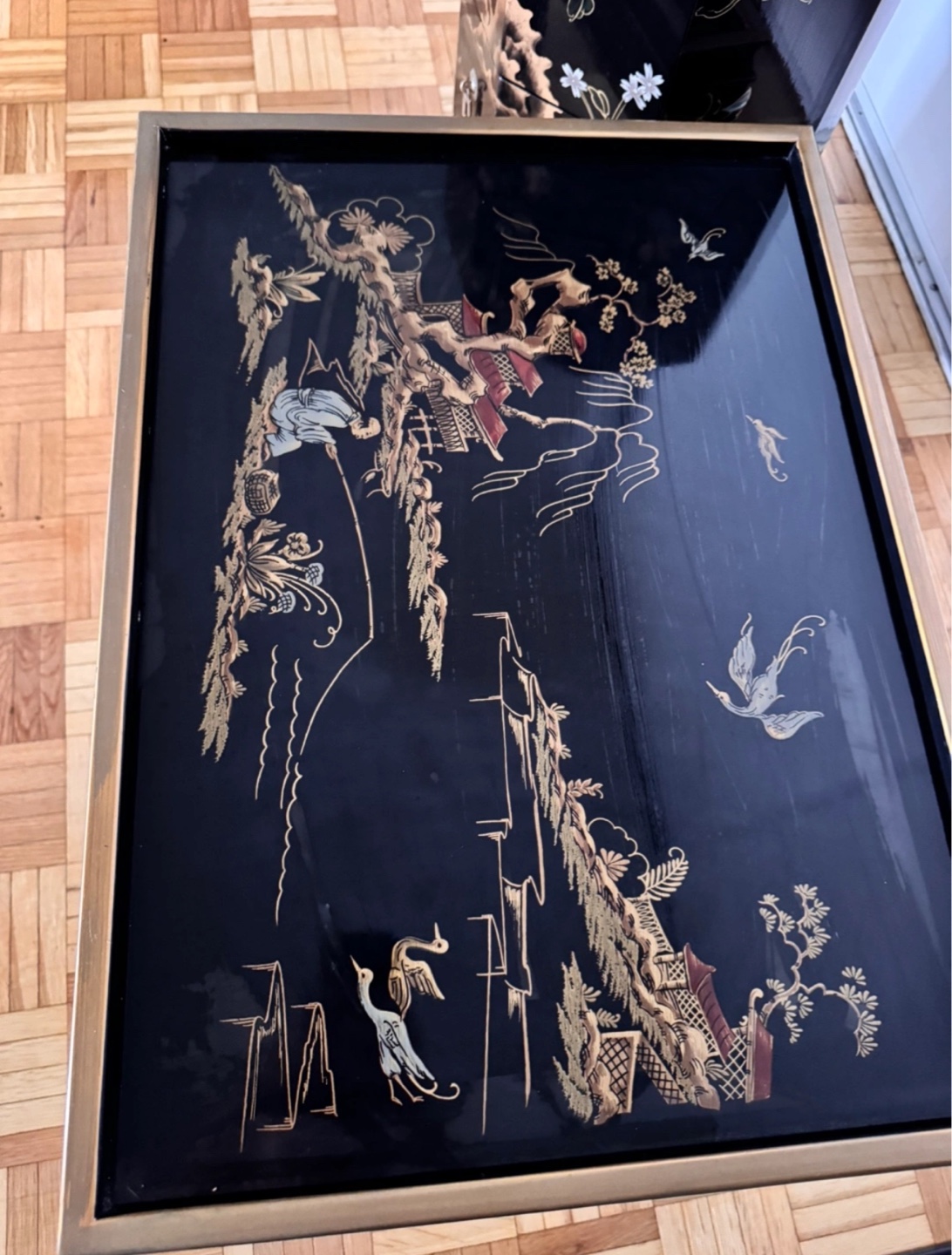 Vintage Asian-style Nesting Tables & Decorative Wall Art - photo 2