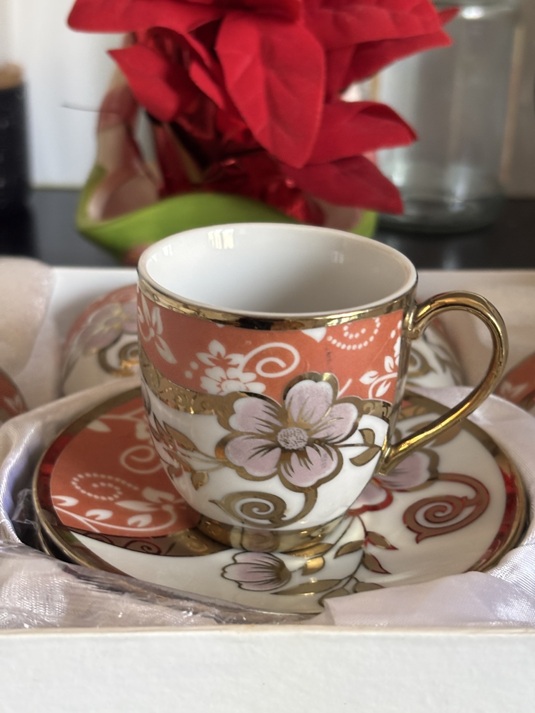 Elegant Six-Piece Espresso Cup and Saucer Set