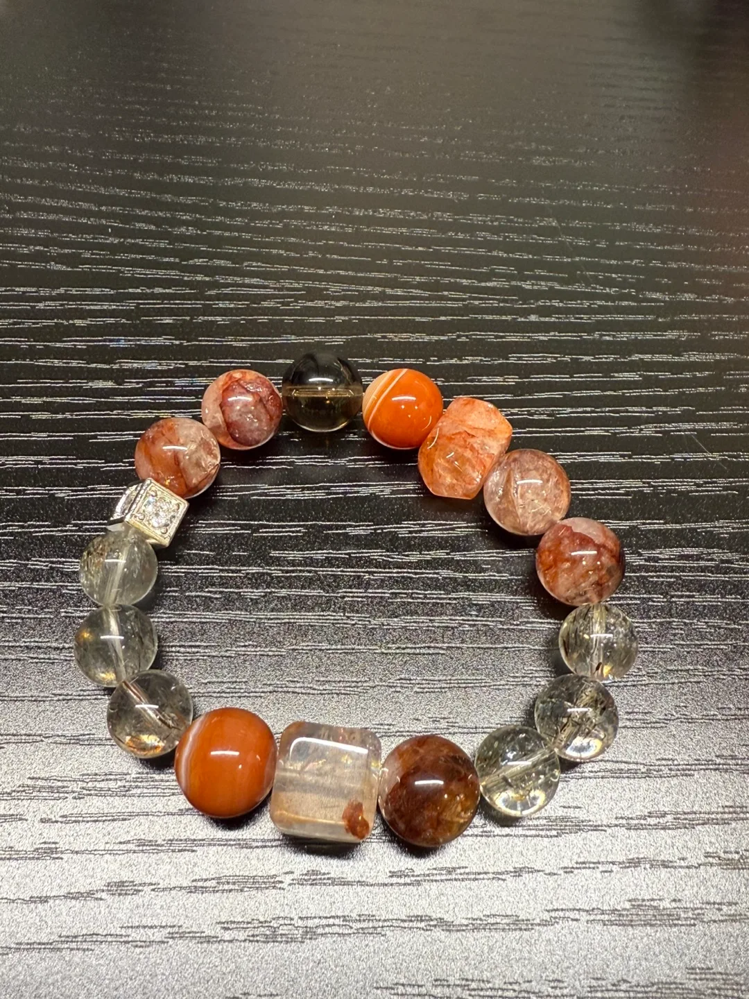 Red and Clear Quartz Beaded Bracelet thumbnail