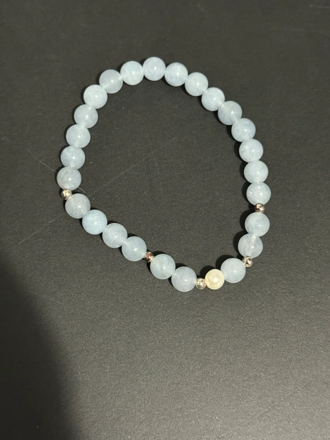 Aquamarine and Pearl Beaded Bracelet thumbnail