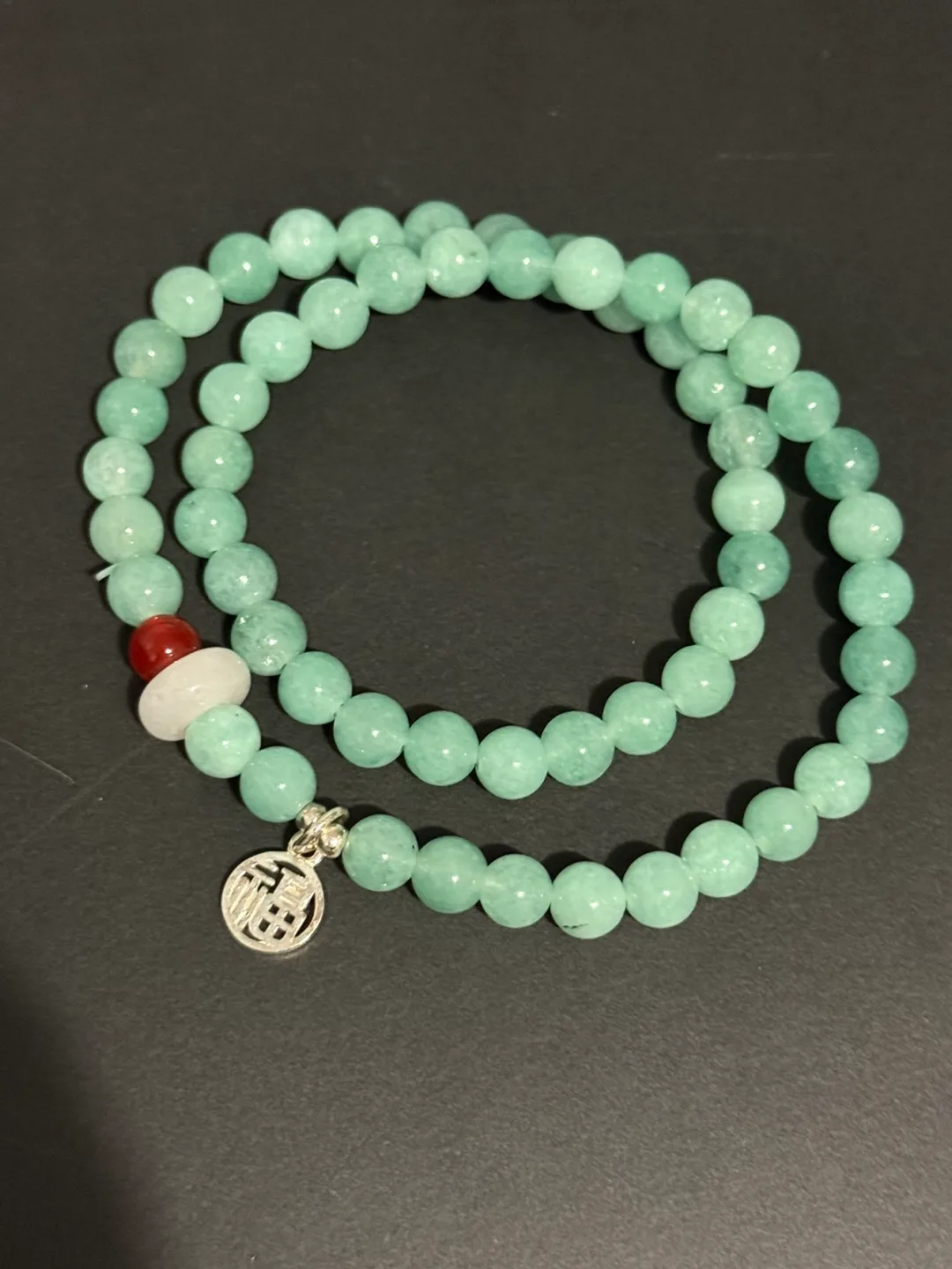 Jade Beaded Bracelet with Charm thumbnail