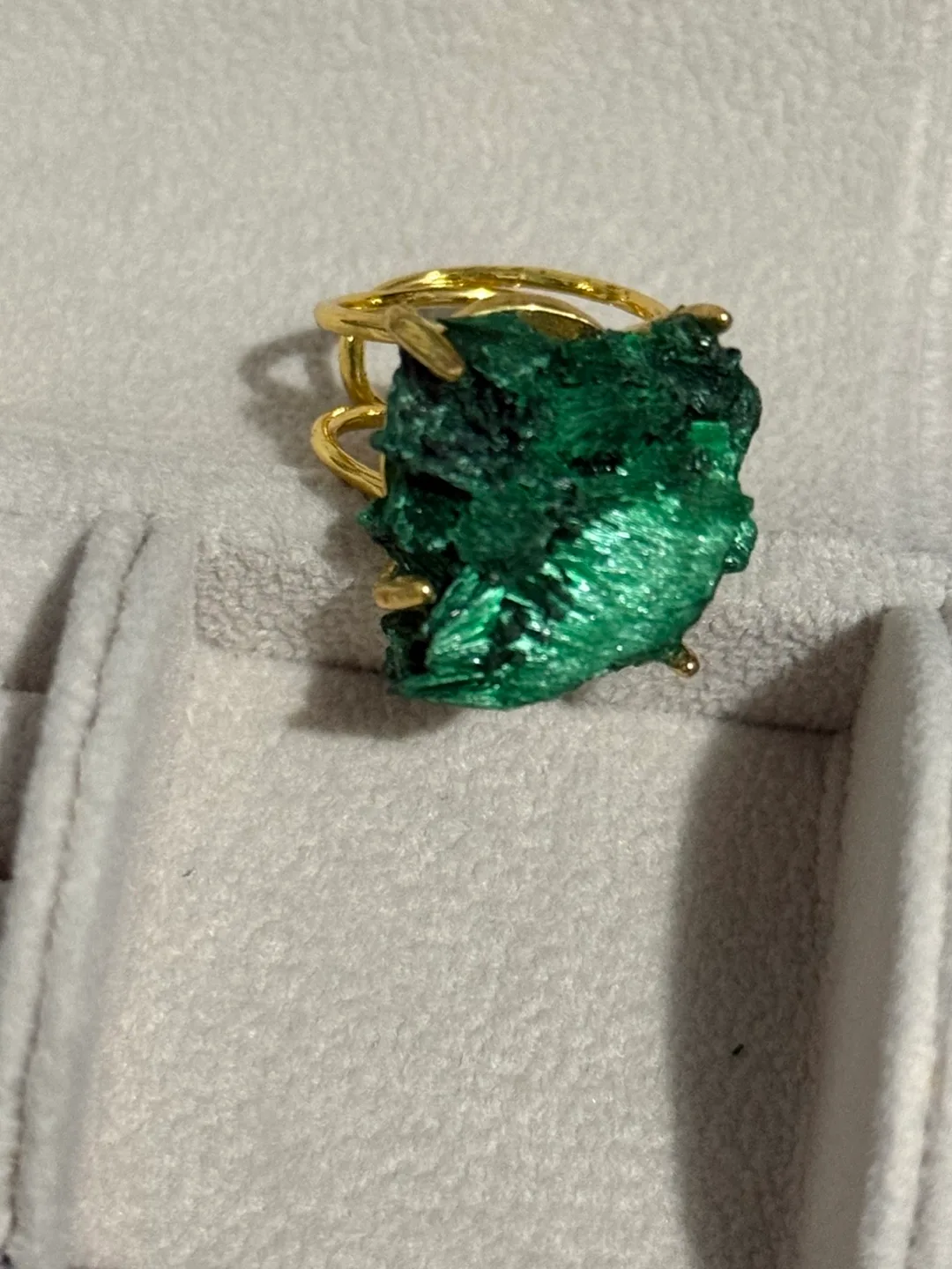 Malachite Statement Ring Sliver gold plated thumbnail