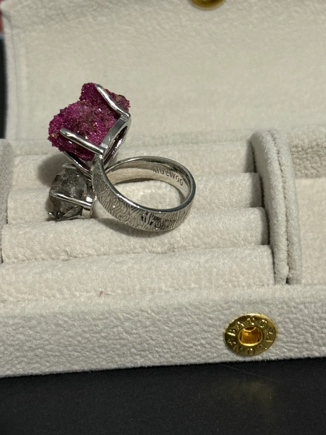 Pink ruby and Hekimer diamond  Ring image indicator(4)