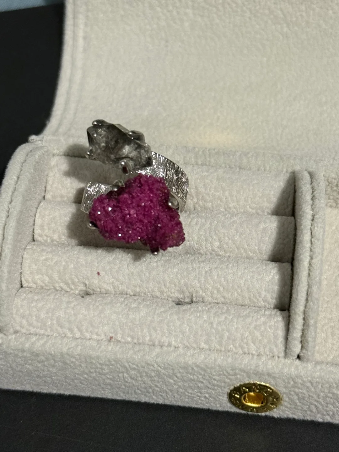 Pink ruby and Hekimer diamond  Ring image indicator(3)