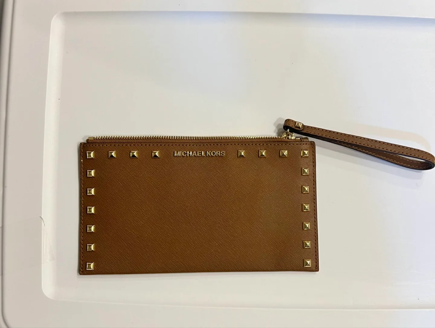Michael Kors Brown Studded Wristlet thumbnail