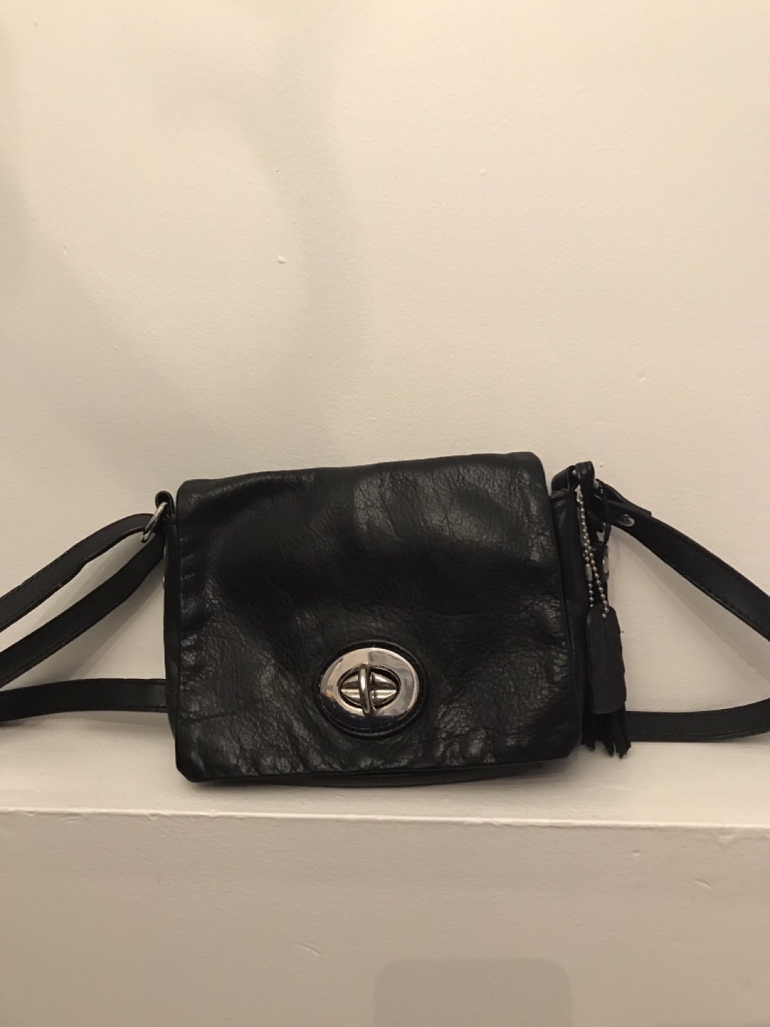 Black Leather Crossbody Bag