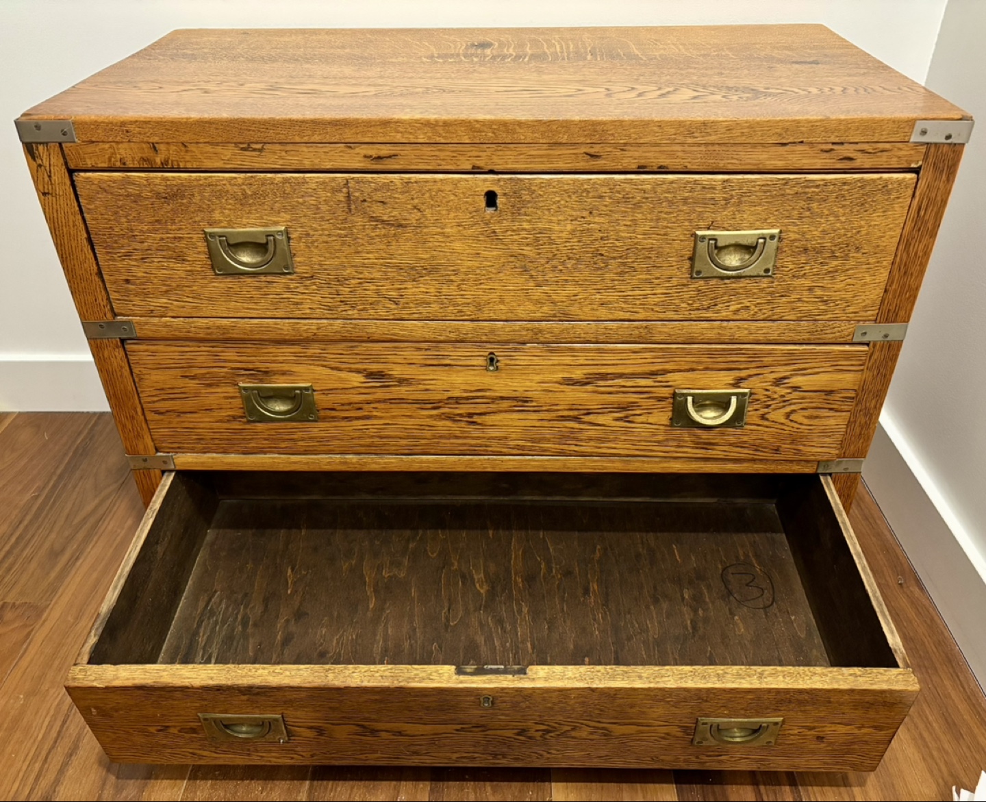 FINAL WEEK! Antique Wooden Campaign Chest - photo 4
