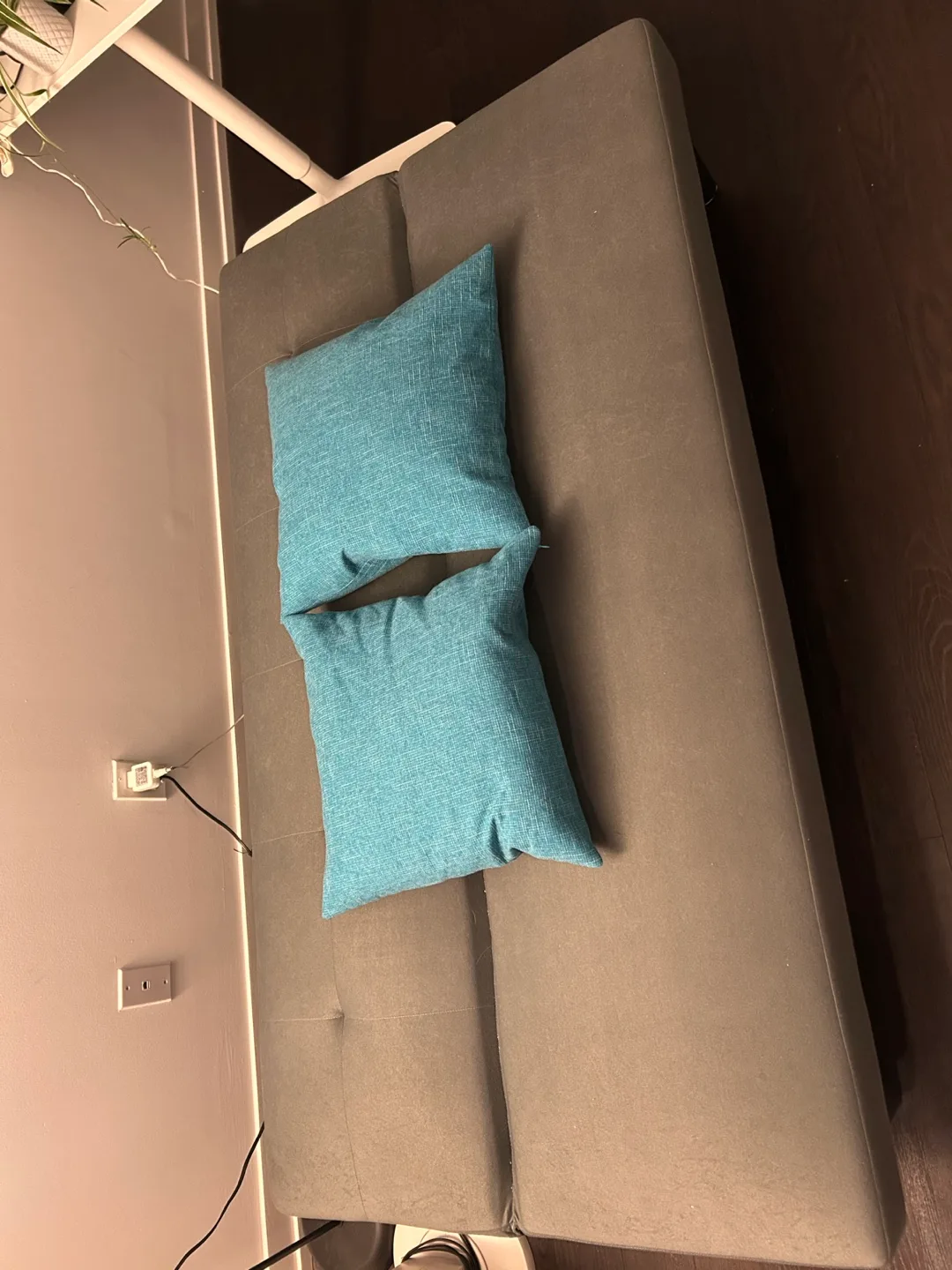 Grey Futon Sofa Bed (with Pillows) image indicator(2)