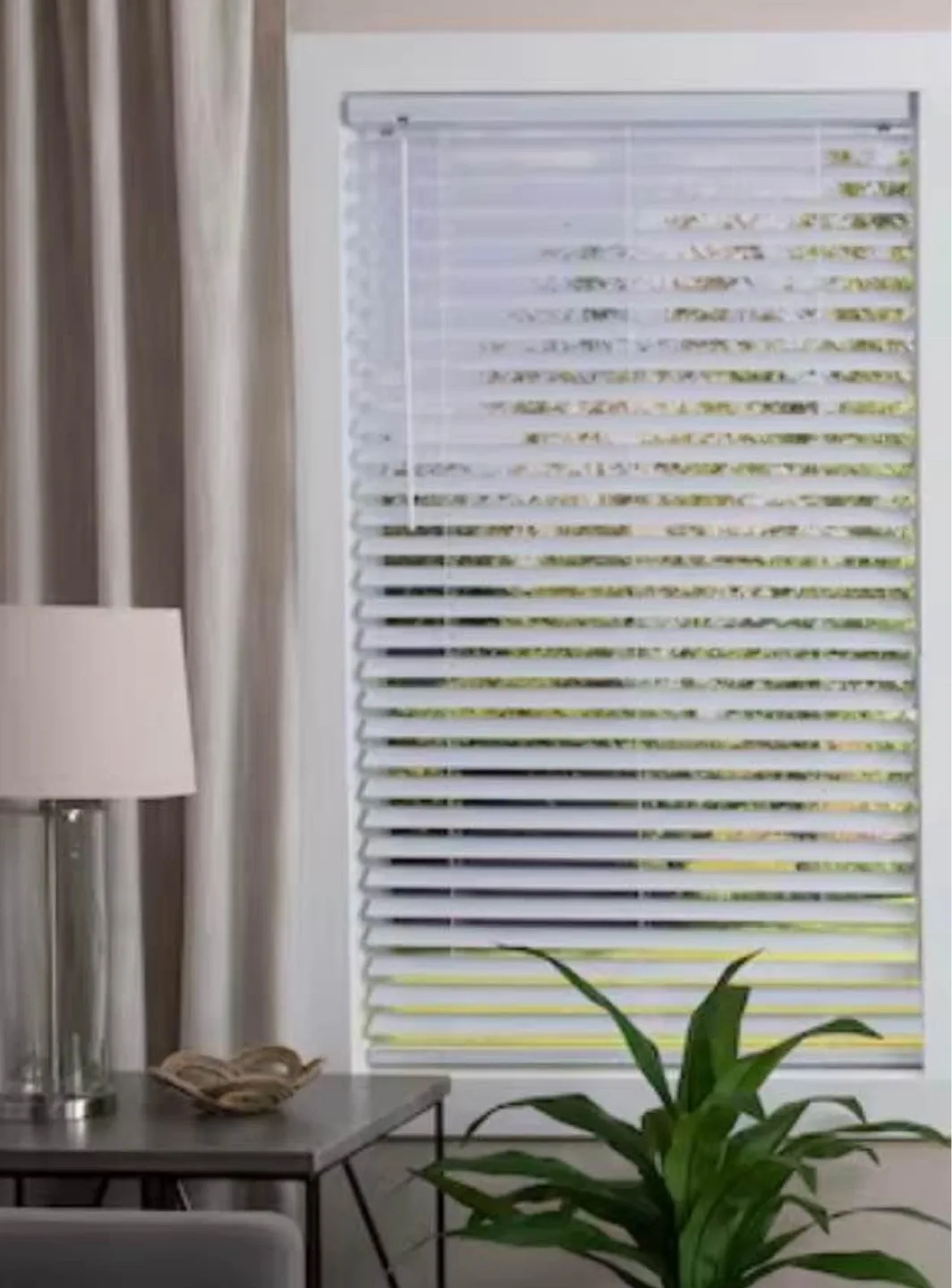 White Faux Wood Blinds 33.5” x 64” (adjustable to 35” wide) image indicator(4)