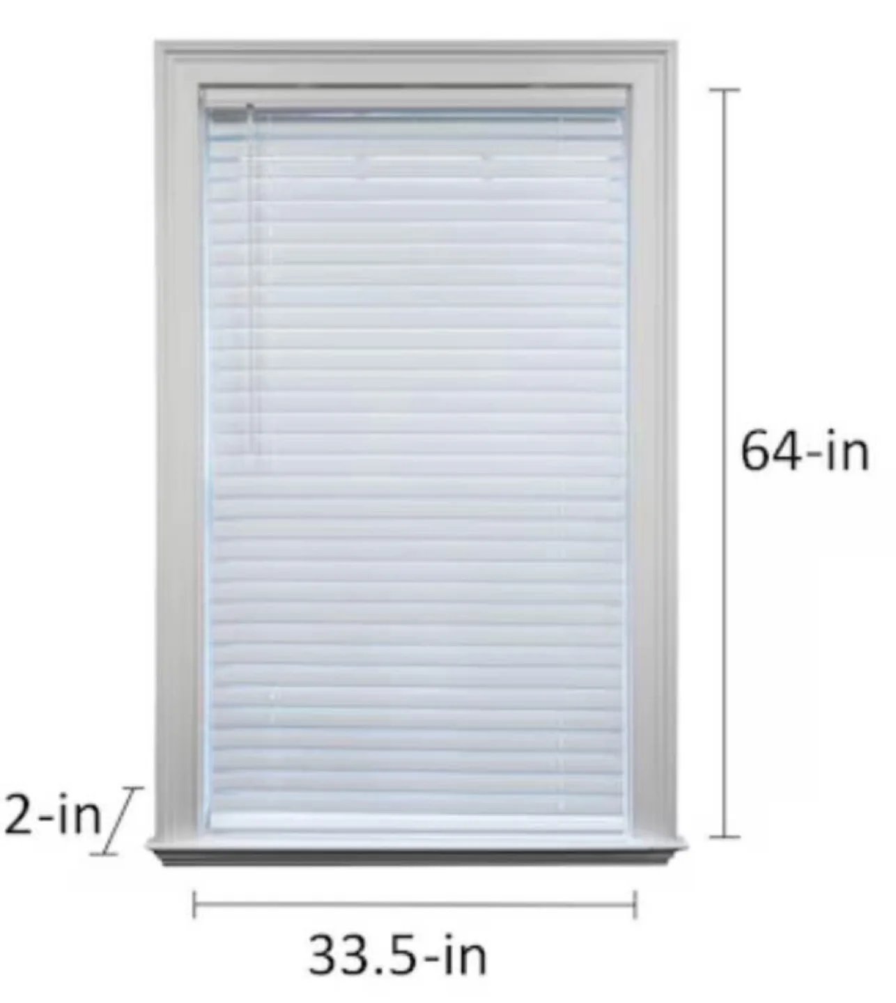 White Faux Wood Blinds 33.5” x 64” (adjustable to 35” wide) image indicator(8)