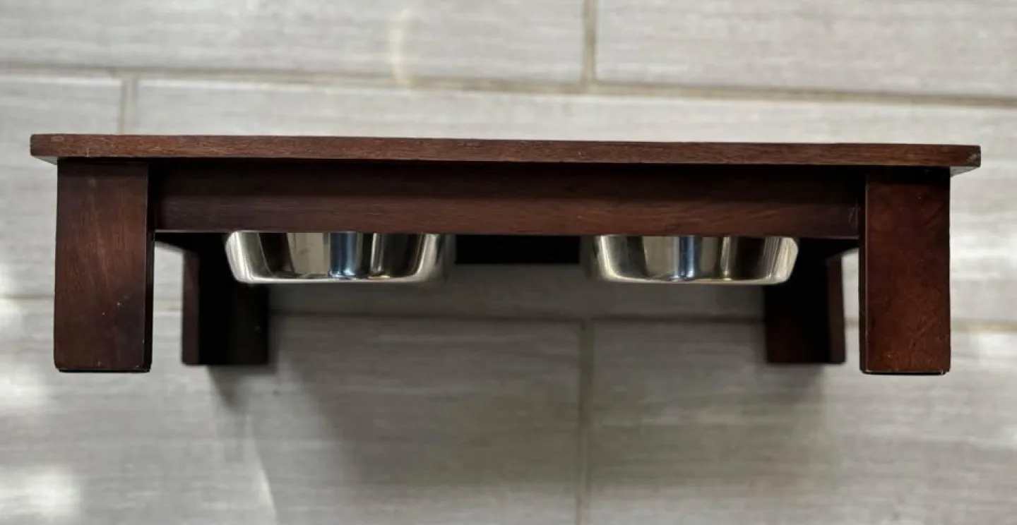 Elevated Dog Bowls with Wooden Stand image indicator(4)