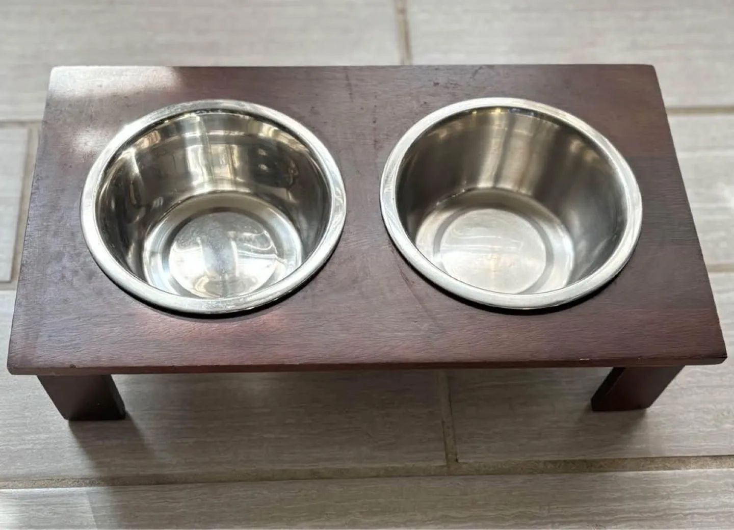 Elevated Dog Bowls with Wooden Stand image indicator(2)