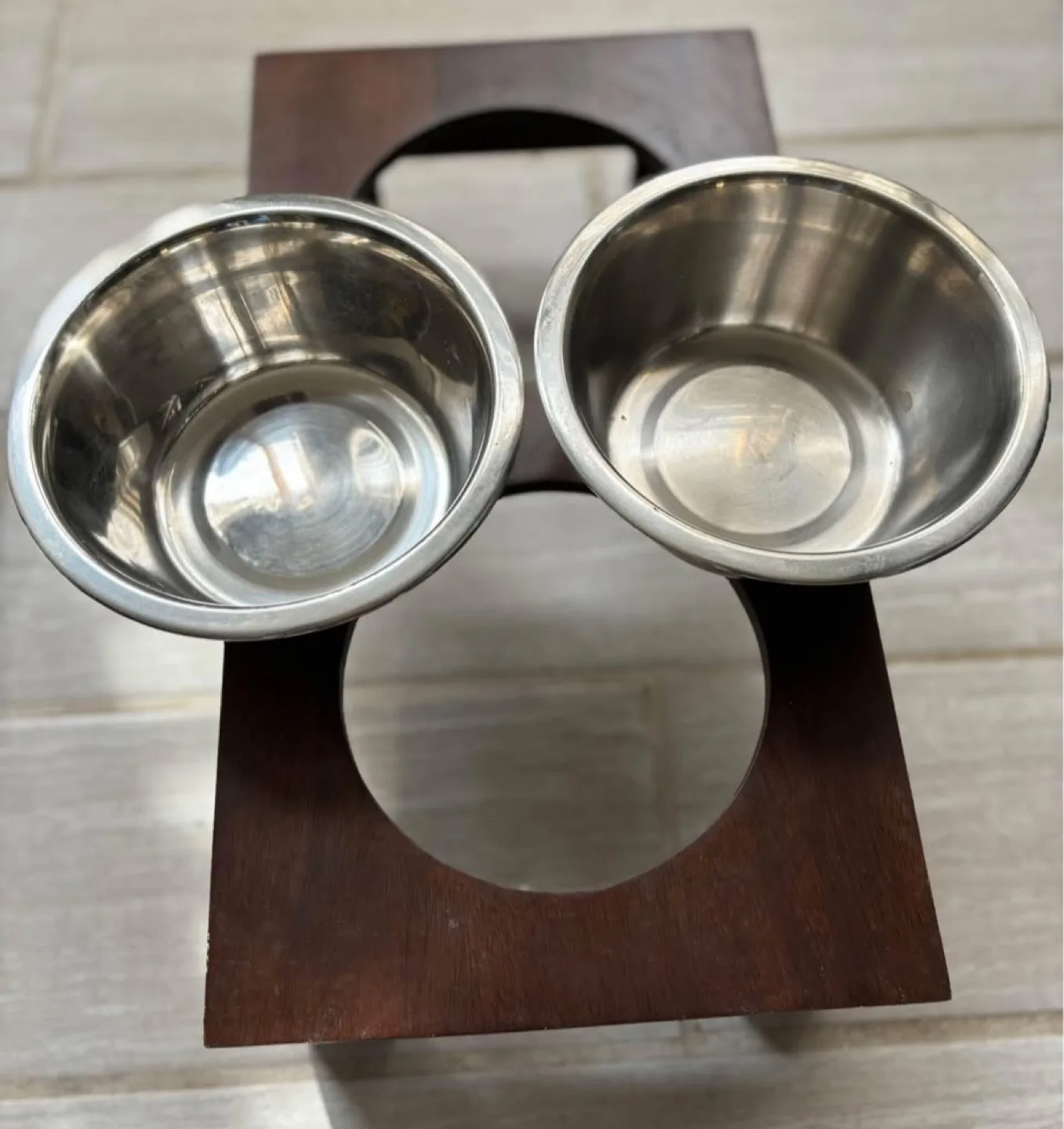 Elevated Dog Bowls with Wooden Stand image indicator(5)