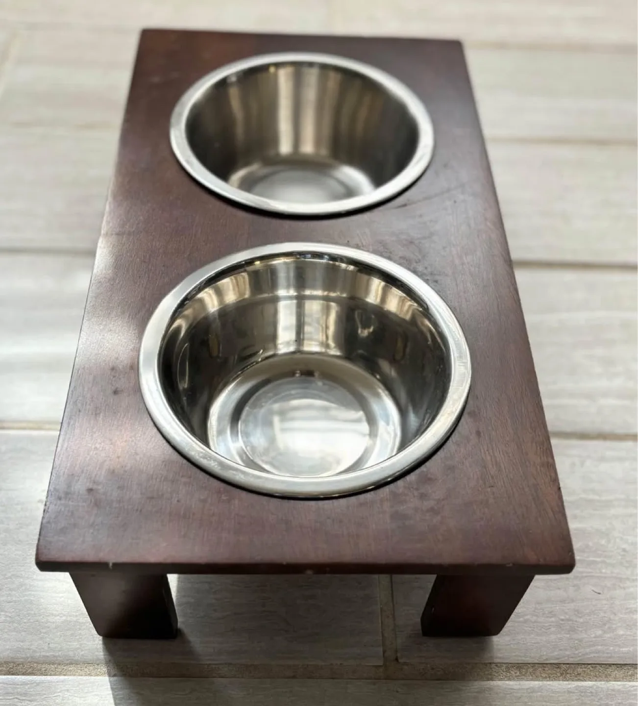 Elevated Dog Bowls with Wooden Stand image indicator(3)