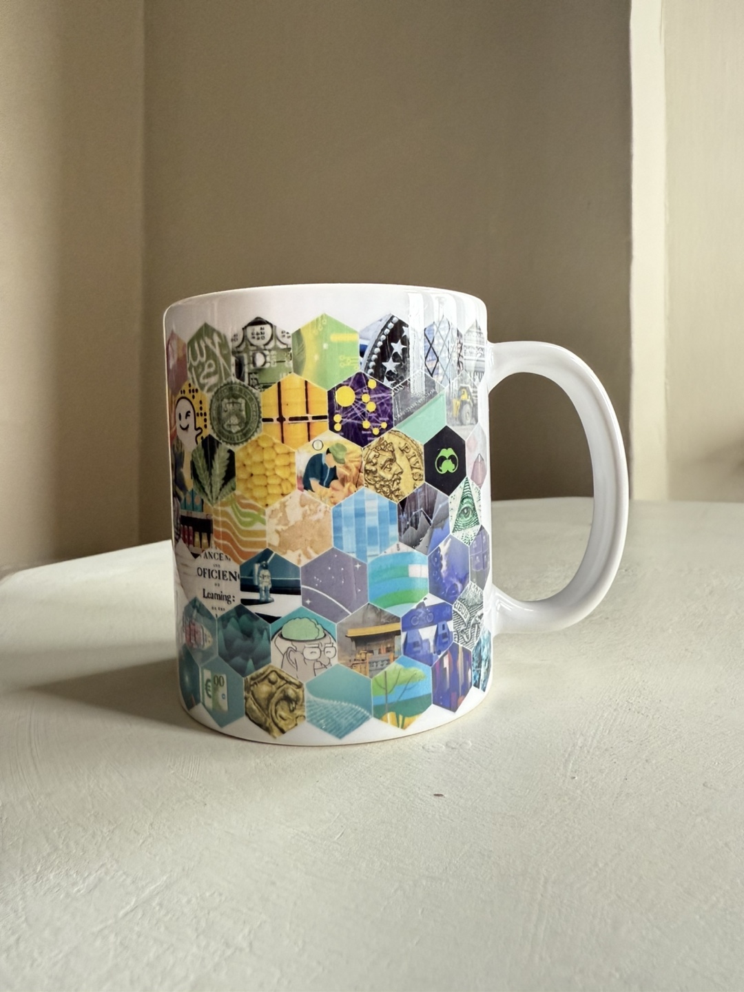 Colorful Hexagon Collage Mug - first edition merch